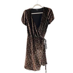Madewell Floral Velvet Short Sleeve Mini Wrap Dress Size Small Fairy Grunge 90s